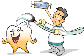 Doctor whitening traumatized teeth.